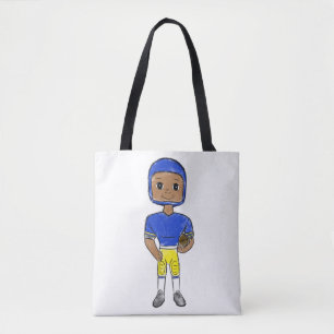Tote Bag vintage retro joueur de football bleu jaune simple