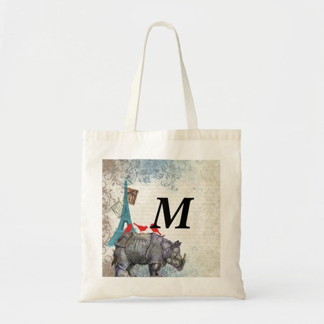 Tote Bag Vintage rhino (Devant)