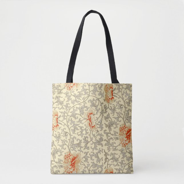 Tote Bag Vintage rose gris botanique (Devant)