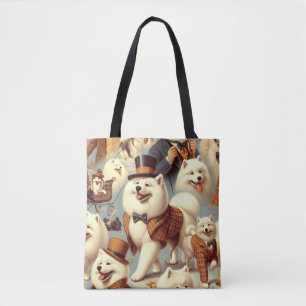 Tote Bag Vintage Samoyed Chien Peinture sans joint