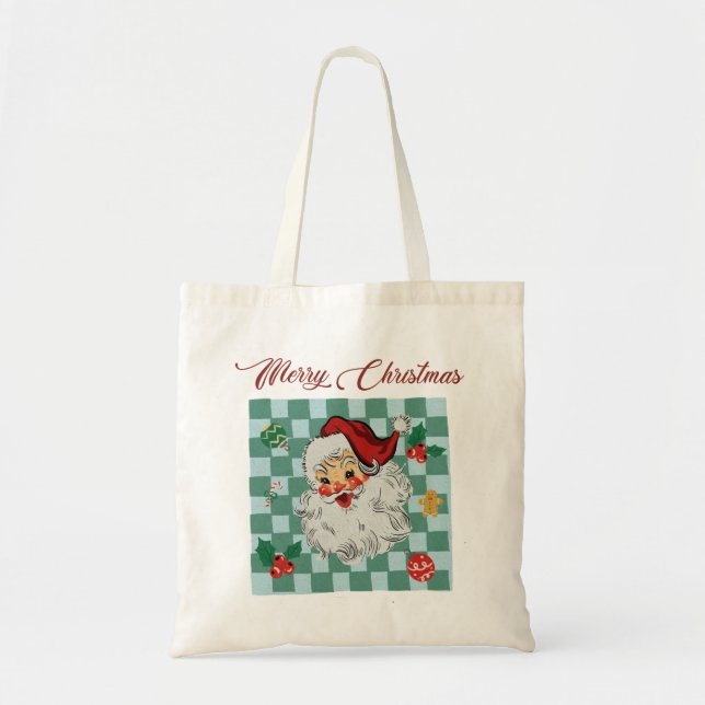 Tote Bag Vintage Santa Merry Christmas Design (Devant)