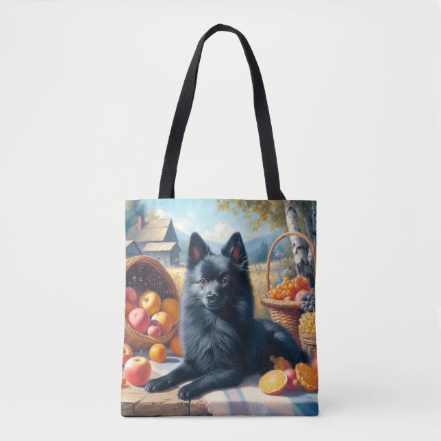 Tote Bag Vintage Schipperke Peinture de chiot (Devant)