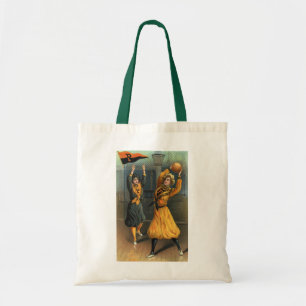 Tote Bag Vintage Sports, Women's Basketball Team at Game