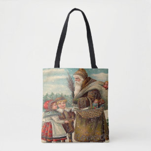 Tote Bag Vintage St Nicolas Cadeaux pour enfants Noël