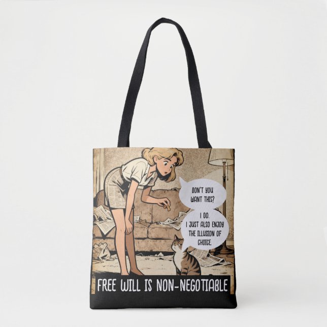 Tote Bag Vintage Style Cat Sarcastic Humor (Devant)