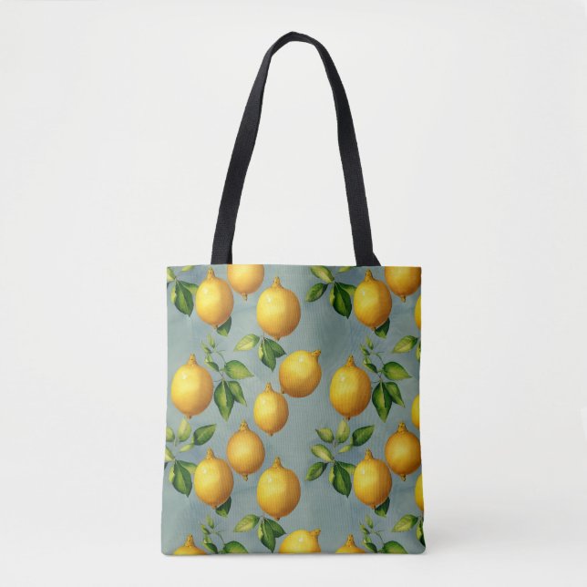 Tote Bag Vintage Style Lemons Pattern Wallpaper Art (Devant)