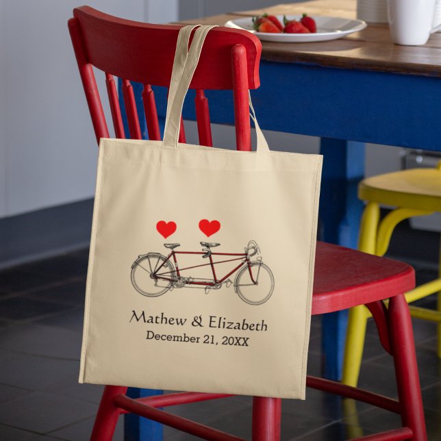 Tote Bag Vintage Tandem Vélo Tandem Personnalisé Mariage (Créateur téléchargé)