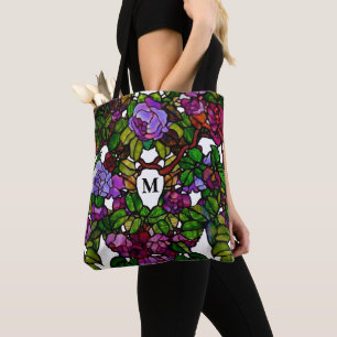Tote Bag Vintage Tiffany Vitrage pourpre Roses