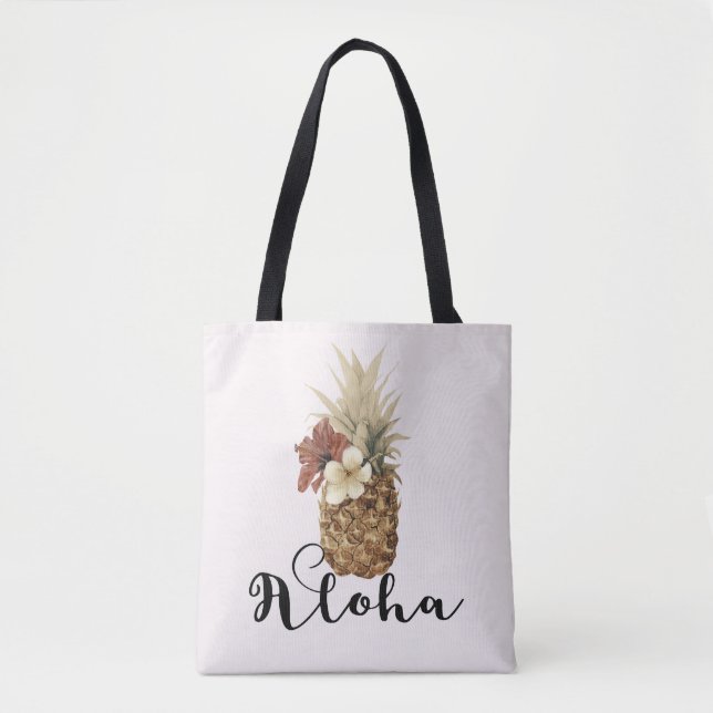 Tote Bag Vintage Tropical Fleur d'Hibiscus Aloha (Devant)