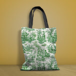 Tote Bag Vintage vert blanc toile de jouy imprimé<br><div class="desc">Sac fourre-tout imprimé vintage vert blanc toile de jouy. Ce sac vintage de toile de jouy s'inspire du design exquis des paysages de campagne français. Ces gravures Toile sophistiquées sont une rage permanente en ce moment, ces modèles allient charme traditionnel et style contemporain. Elles sont classiques et intemporelles avec des...</div>