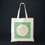Tote Bag Vintage vert Damask Festif Custom Christmas<br><div class="desc">Vintage Green Damask Festif Custom Joyeux Sac fourre-tout de Noël</div>