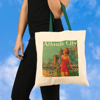 Tote Bag Vintage voyage, Atlantic City Resort Beach Blonde