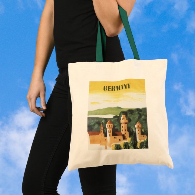 Tote Bag Vintage voyage, Château allemand, Bavière Allemagn (Créateur téléchargé)