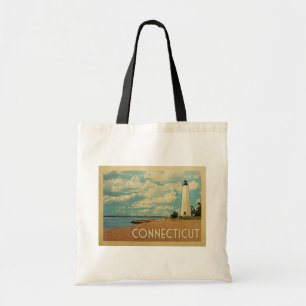 Tote Bag Vintage voyage de phare du Connecticut