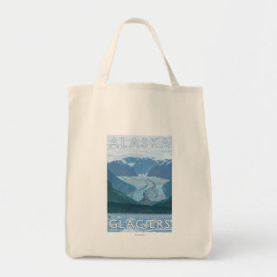 Tote Bag Vintage voyage de scène de glacier d'AlaskaLarge