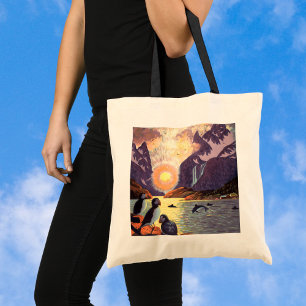 Tote Bag Vintage voyage, Norvège Fjord Terre du soleil de m