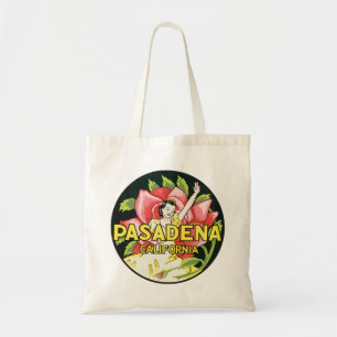 Tote Bag Vintage voyage, Pasadena Californie, Dame et Rose