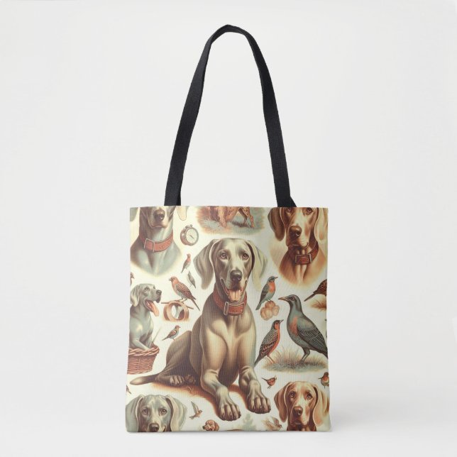 Tote Bag Vintage Weimaraner sans fil (Devant)