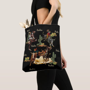 Tote Bag Vintage Western Rodeo Événements Cowboys Cowboys
