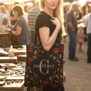 Tote Bag Vintage William Morris Poppy Floral Rouge Or