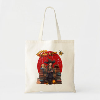 Tote Bag Vintage "Witch Book First" Halloween fourre-tout.