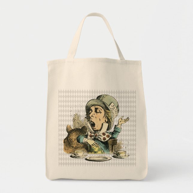 Tote Bag Vintage Wonderland Mad Hatter (Devant)