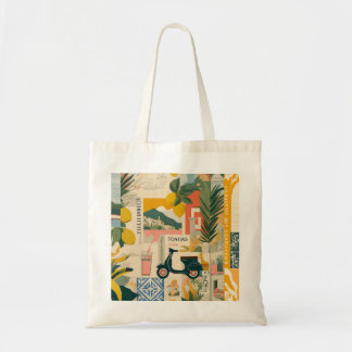 Tote Bag Vintage Yellow Mediterranean Lemons Italian Coast 
