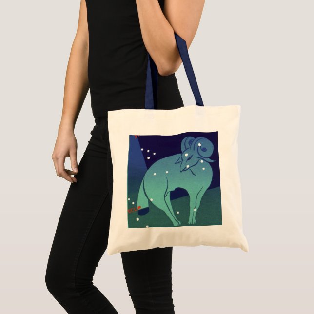 Tote Bag Vintage Zodiac, Astrology Aries Ram Constellation (Devant (produit))