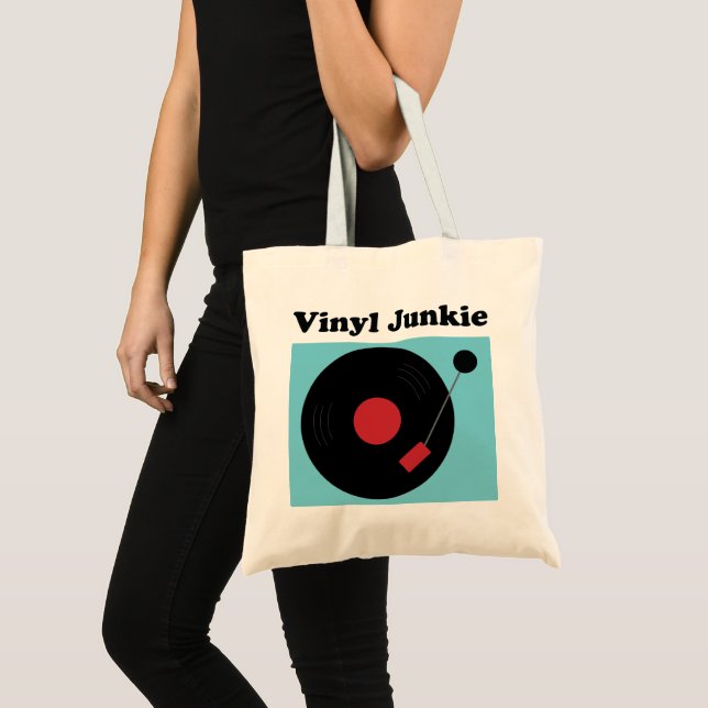Tote Bag Vinyl Junkie Modern Record Lover  (Devant (produit))