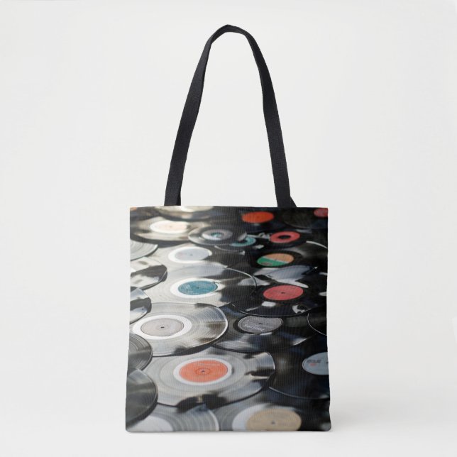 Tote Bag Vinyl rétro plastique vieux noir (Devant)