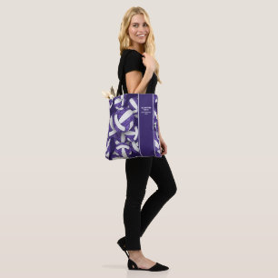 Tote Bag violet blanc de l'équipe couleurs volleyball nom d