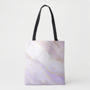 Tote Bag Violet Doux Éclaboussure D'or Aquarelle Élégant