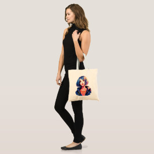 Tote Bag Violet Dream : Fille d'anime en tenue élégante