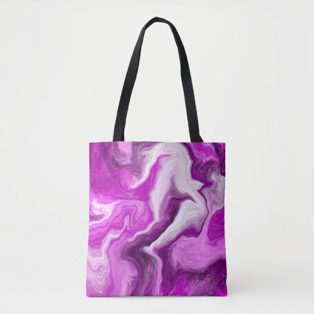 Tote Bag Violet et Marbre blanc Fluide Art (Devant)