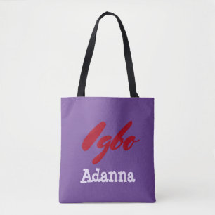 Tote Bag Violet et Rouge Tribal Igbo