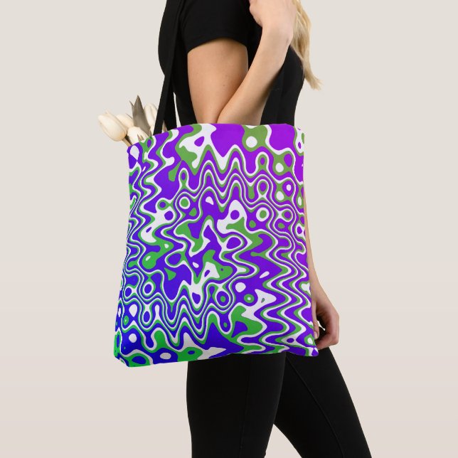 Tote Bag [Violet et vert] Op-Art tourbé (De près)