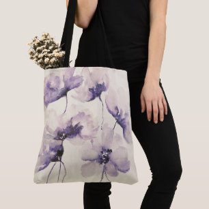 Tote Bag Violet Fleurs Tout-Sur-Imprimé Fourre-tout