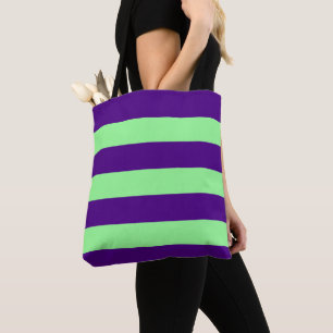 Tote Bag Violet foncé avec rayure verte menthe