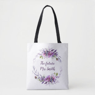 Tote Bag Violet Lavande Purple Floral Futur Mme Bridal