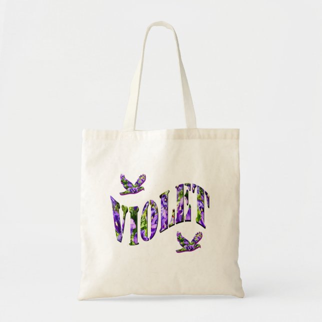 Tote Bag Violet, Nom De Filles Fabriqué Avec Des Pansies Vi (Devant)