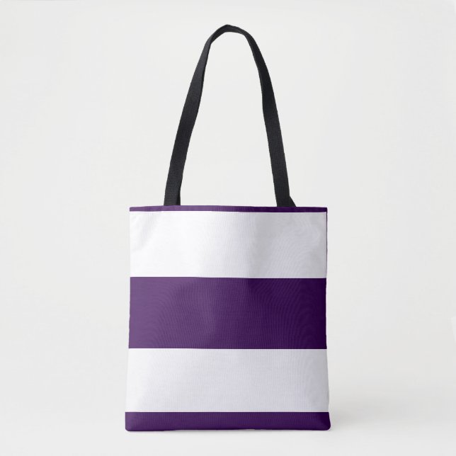 Tote Bag Violet Pastel Classique + Rayures Blanches (Devant)