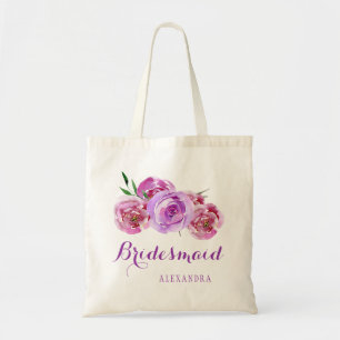 Tote Bag Violet prune violet bouquet mariage