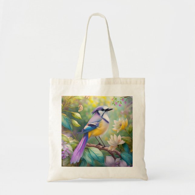Tote Bag Violet Tufted Jay Imaginaire Bird (Devant)