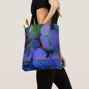Tote Bag Violet violet rose bleu hydrangée fleur Tante