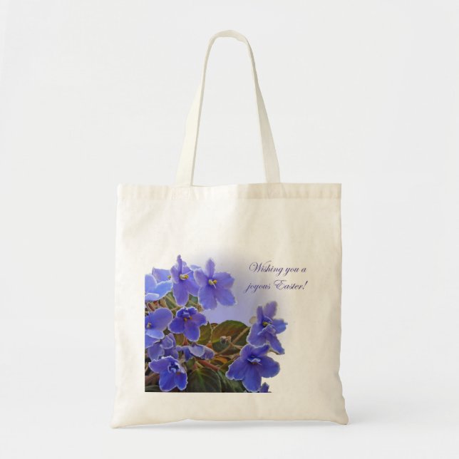 Tote Bag Violettes africaines Bleues de Pâques (Devant)