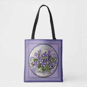 Tote Bag violettes dans un bocal de lune