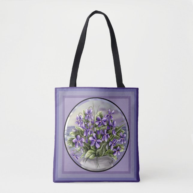 Tote Bag violettes dans un bocal de lune (Devant)