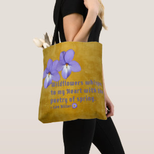 Tote Bag Violettes Pied d'Oiseau Fleurs Sauvages Citation