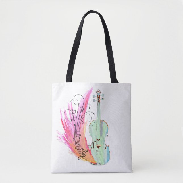 Tote Bag Violon assez coloré Fourre-tout d'aquarelle (Devant)
