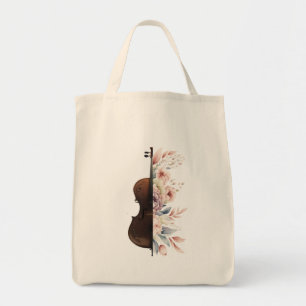 Tote Bag Violon aux fleurs.